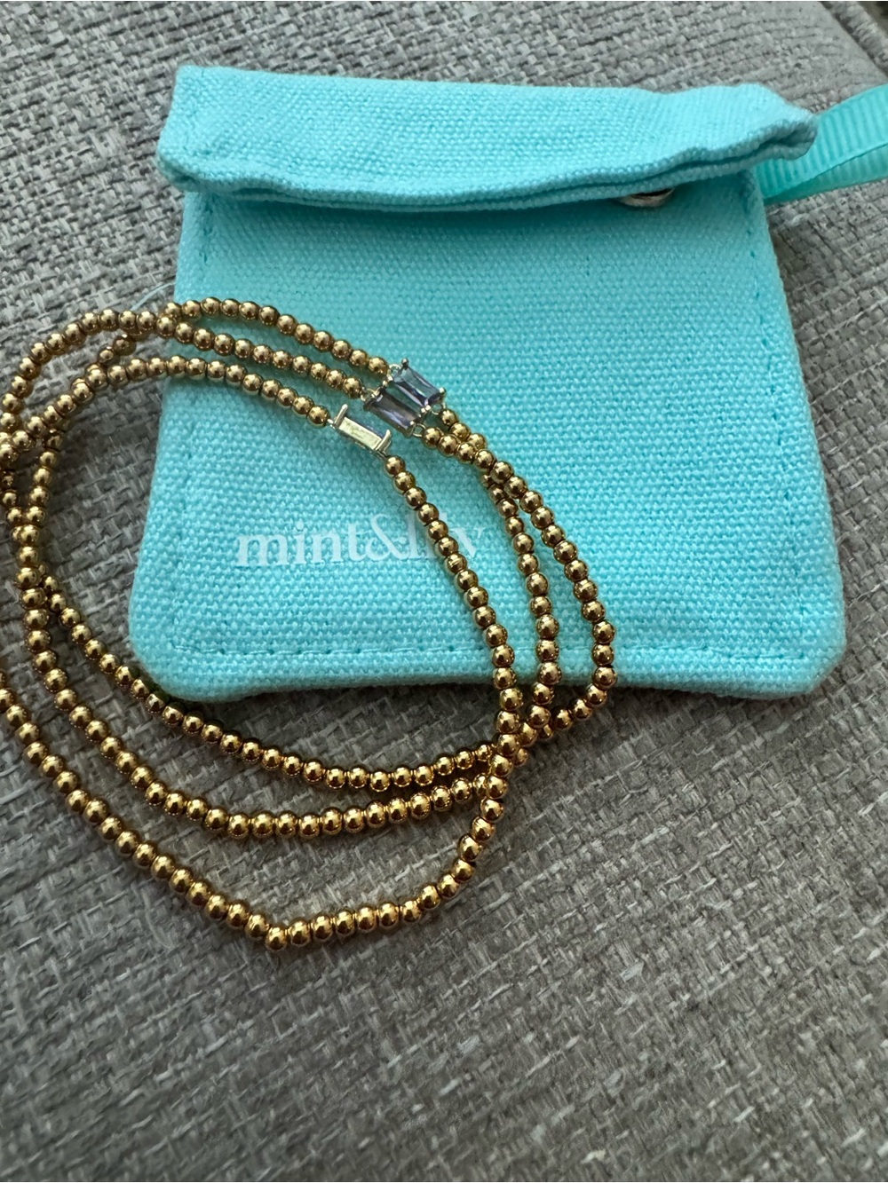mint&lily Gold Beaded Layered Bracelet Set never worn